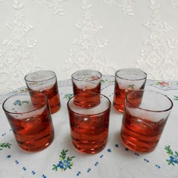 Rubínové sklenice Moser, sada 6 ks - Oldřich Lípa Rubínové sklenice Moser, sada 6 ks - Oldřich Lípa